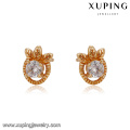 90123 Boucle d&#39;oreille tendance de qualité supérieure plaquée or 18 carats plaqué or 1Kram avec gros zircon blanc